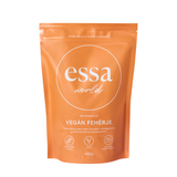 Essa World Vegan Protein Powder in Salted Caramel flavour with a white background.